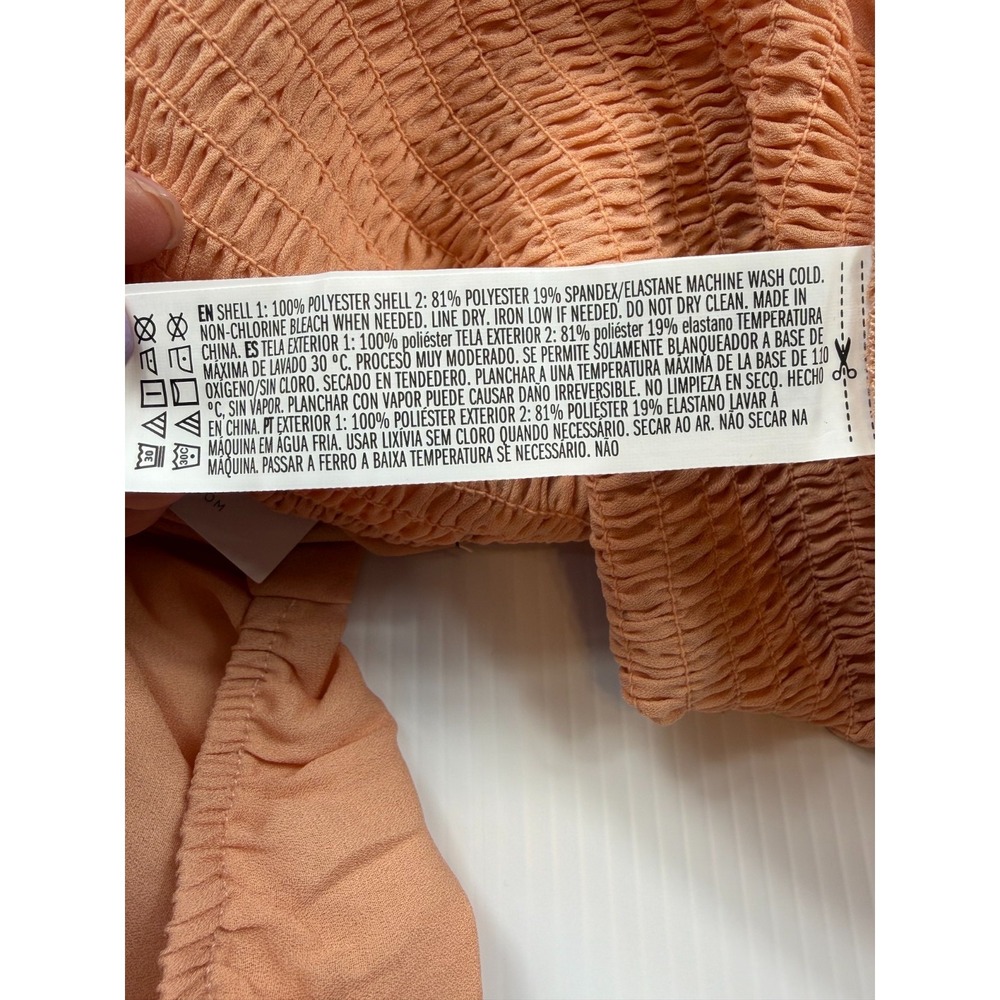 Forever 21 Blouse Small Peach Seashell Center Cinch Peasant Sleeve Cottagecore - Picture 11 of 11
